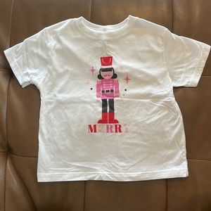 Etsy Made “Merry” Pink Nutcracker Short Sleeve Shirt. Girls Size 4.